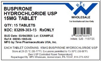 Buspirone 15mg -15 (Buspirone 15mg 00093 1003 05   15)